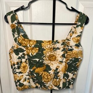 Abercrombie Floral Sleeveless Top - Green and Gold